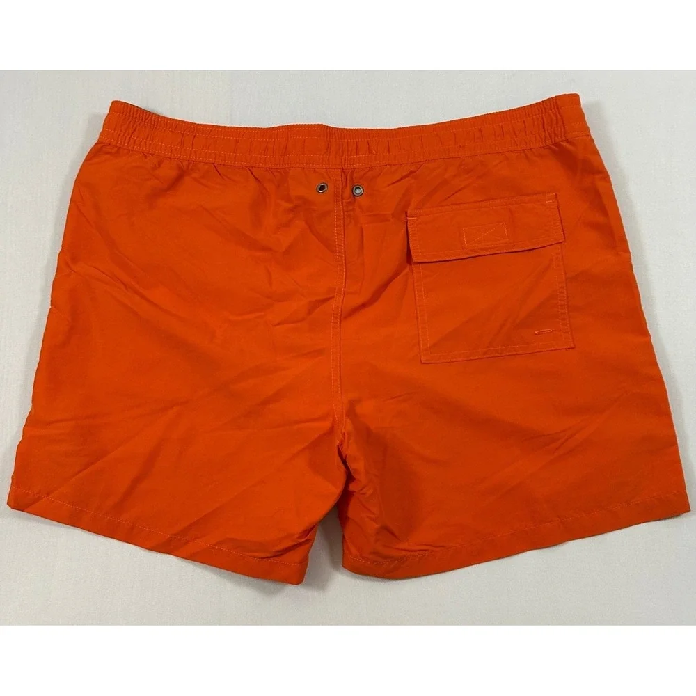 Polo Ralph Lauren Swim Trunks Mens Large Orange Mesh Lined Elastic Waist Shorts